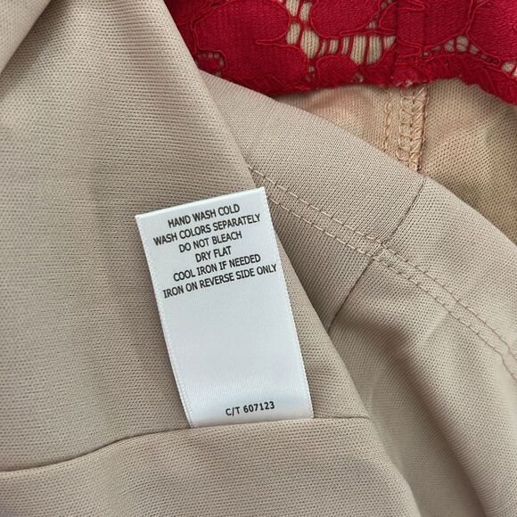 Taylor Elegant Red Floral Lace Dress Scoop Neck Short Sleeve Midi Size 14 New - Picture 13 of 14